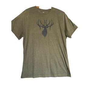 Kings Camo Deer Antler Graphic T Shirt Mens XL Green Short Sleeve Cotton Blend